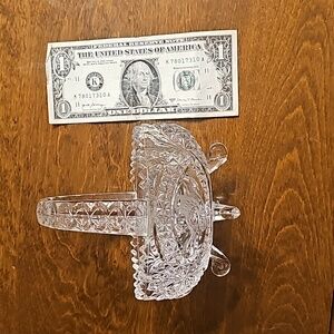 Hofbauer Byrdes Crystal Small Footed Basket Vase Tinket Bowl with Handle